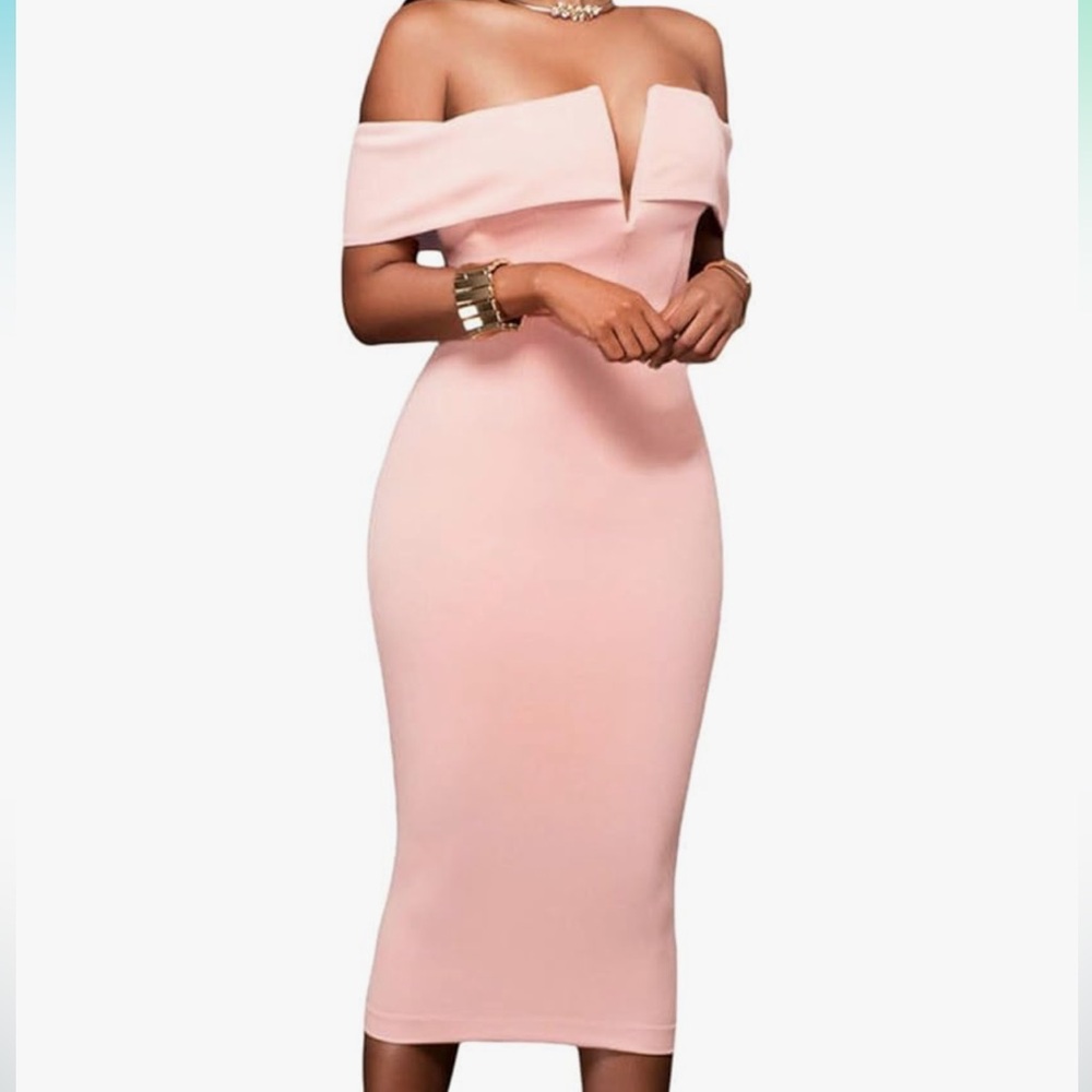 Elegant Pink Off-Shoulder Dress
